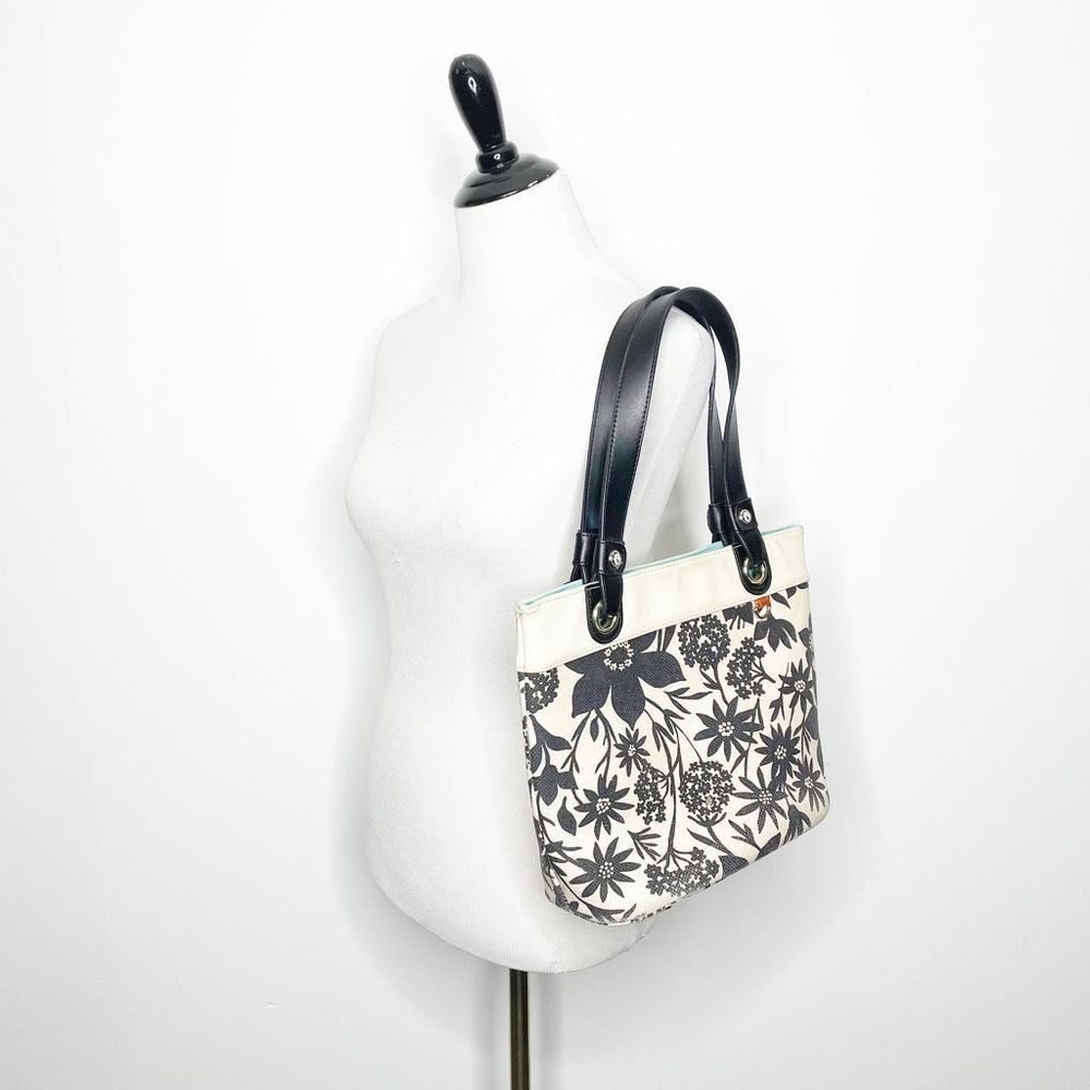 SPARTINA 449 Privateer Day Leather TOTE black white floral leather